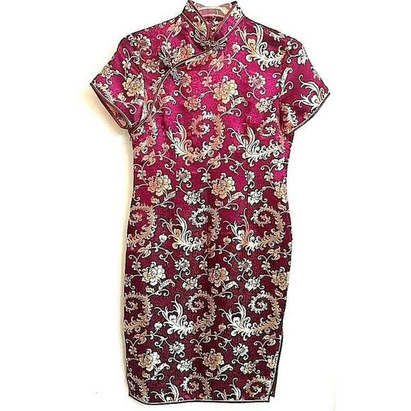 Asian Chinese Dress. Purple Metallic Gold New - Picture 1 of 6
